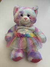 Build A Bear Pastel Swirl Cat With Light Up Fairy Dress