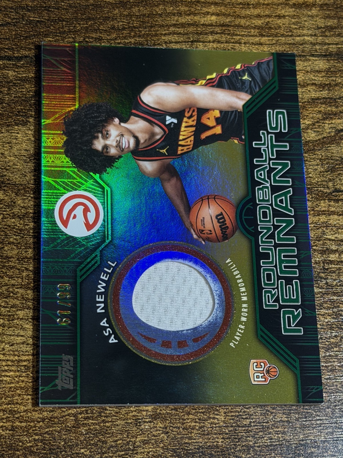 ASA NEWELL 2025-26 Topps #RRR-AN Rookie Roundball Remnants Patch Mem Green /99