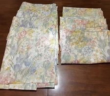 Croscill Curtain panel set With Valances, tiebacks watercolor florals 4 Of Each