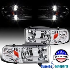 Fits 1994-2001 Dodge Ram 1500 2500 3500 Led Crystsl Headlights Lamps Pair