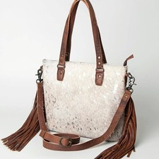 American Darling June Hair-On Cowhide  Leather Fringe Western Tote