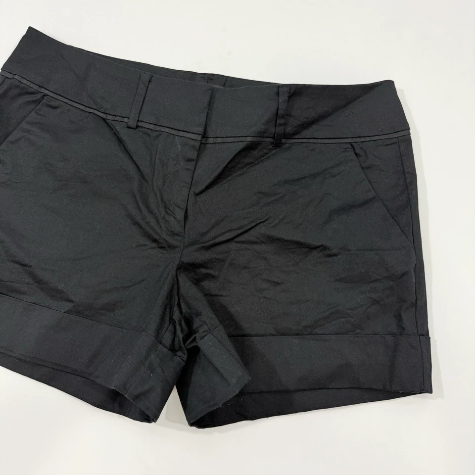 7th Avenue Design Studio NY&Co Black Cuffed Hem Chino Shorts Sz 8 Cotton Stretch - Image 3 of 4