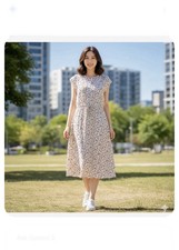 Reformation Gavin Midi Dress In A Cream And Red Rose Floral Pattern Size 8