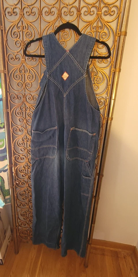 Винтажный комбинезон США Pay Day квадратный сзади искусственно состаренные джинсовые нагрудники Sanforized 40x26 - Изображение 2 из 4