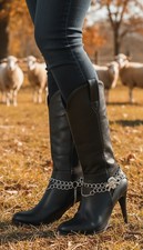 Women Silver Chain Bracelet Boot Biker Shoe Bling Anklet Gothic 2PCS Charm Skull