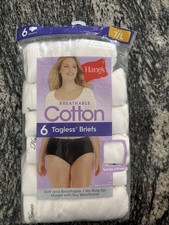 Hanes Women's Breathable Cotton Tagless Briefs- 6 Pack - 7 / L - White New Open