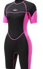 Aicarshi 3mm Neoprene Shorty Wetsuit Black Pink Diving Suits SIZE L C97 See Desc