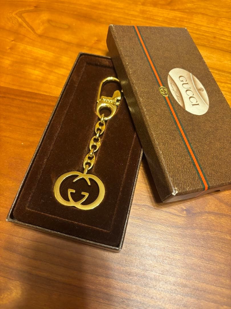 GUCCI Keyring Keychain Bag Charm Gold Interlocking Logo Vintage 02629i thumbnail 7