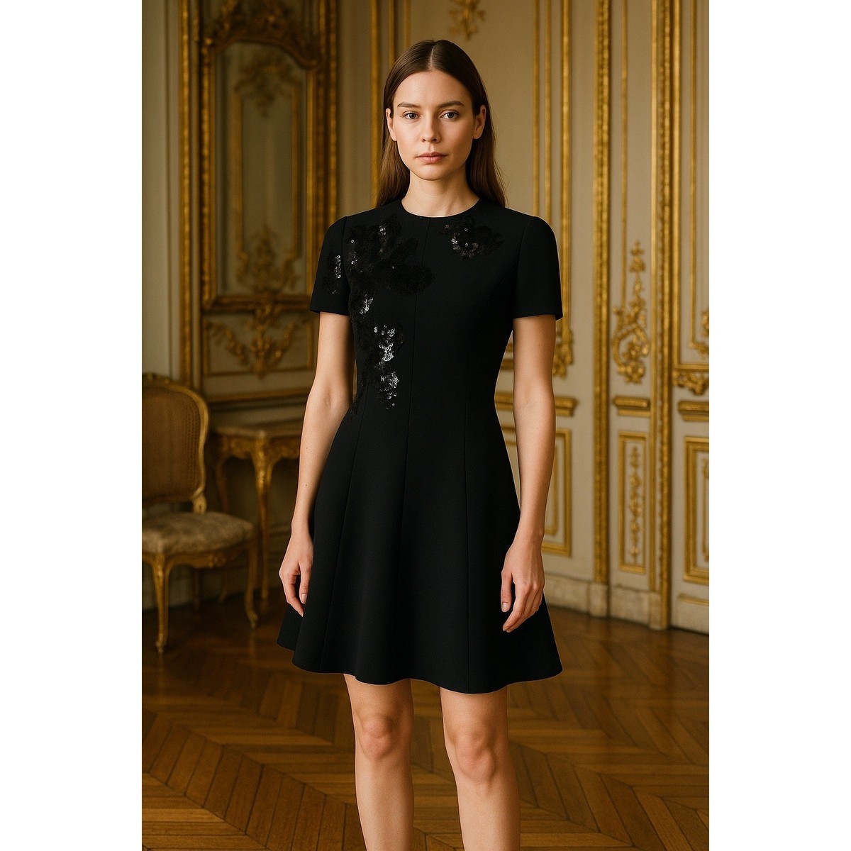 valentino wool & silk crpe couture mini dress Embellished wool and silk-blend crepe mini dress - ecru