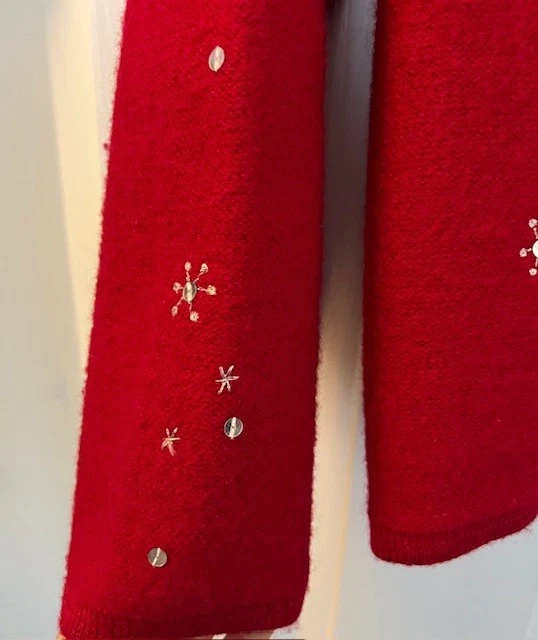 Cárdigan Karen Scott Mujer’s L 100% Lana Bordado Temas Navidad Foto 2 de 4