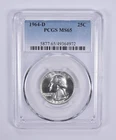 1964-D Washington Quarter MS65 PCGS Blue Label *7908