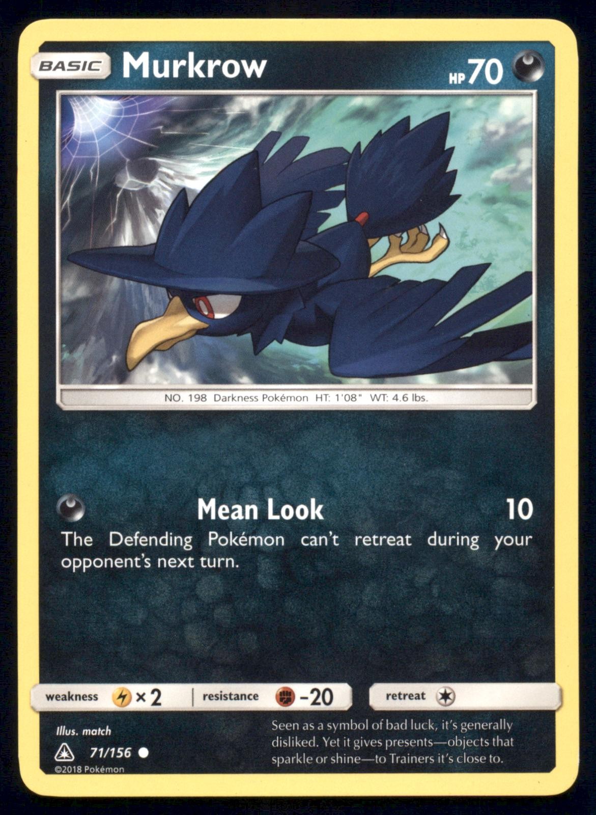 Murkrow 71/156 Common Ultra Prism Pokemon Lightly Played