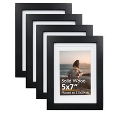 5x7 Picture Frame Black, Solid Wood Frames 5x7 with Acrylic Plexiglass for Pi...