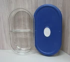 Pyrex Divided Clear Glass Dish Bowl 5.5 cup 11.5 inches Model 8301 Blue Lid