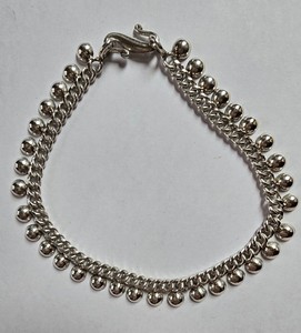 Suarti Sterling Silver Bold Curb Link Half Bead Ball Ankle Bracelet 10" 23g