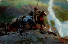 Yellowstone Natl Park WY Coulter's Hell artist Raltson Western art postcard