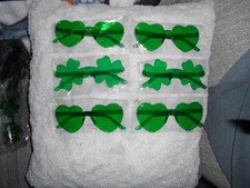 St Patrick  s Day Shamrock OR hearts Sunglasses Green Party Glasses NIP 12 PAIR-