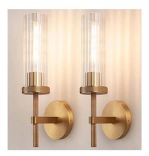 Vookea Brass Wall Scones Set Of 2, Gold Bathroom Vanity Light Fixtures With Tube