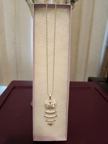 Costume Jewelry Owl Articulated Pendant Necklace 18" Adjustable Rhinestone Eyes - Picture 2 of 12