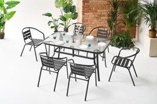 Gartenmöbelset Tisch 150 cm schwarze 6x Stühle für die Gartenterrasse Sitzgruppe