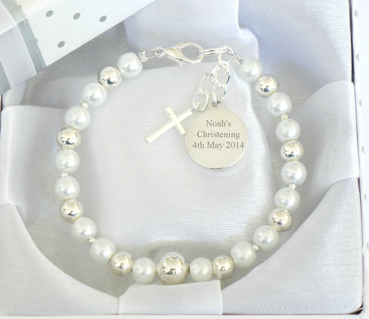 Baby Boy Girl Christening First Holy Communion Baptism Personalised Bracelet