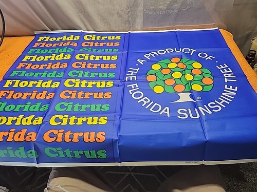 X•Vintage Florida Zitrusflagge ein Produkt des Florida Sonnenscheinbaums 35"x26" Neu aus altem Lagerbestand