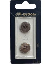 Buttons Brown Flat 4-Hole 2-Pack 5/8" 15MM Vintage  Dill No. 1155 Germany