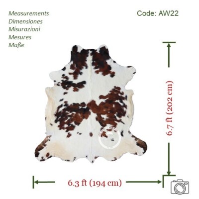 Cowhide Rug Tricolor High Quality Hair on Hide Size: Large(L)AW22