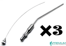 3 Pcs Surgical Frazier Tubes No. 11 Suction 3.67mm Diagnostic 7.6" Instruments