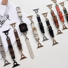 For Apple Watch 9 8 7 6 5 4 3 SE 2 Leather Band Strap iWatch 38/40/41/42/44/49mm