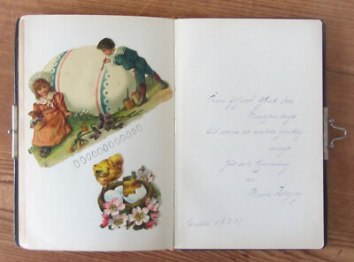 Poesiealbum Leder 43 Einträge 26 Oblaten - Clara Schürmann, Crefeld Krefeld 1907