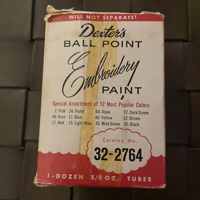 Dexter s Ball Point Embroidery Paint Vintage Collection Lot Of 12 Popular Colors