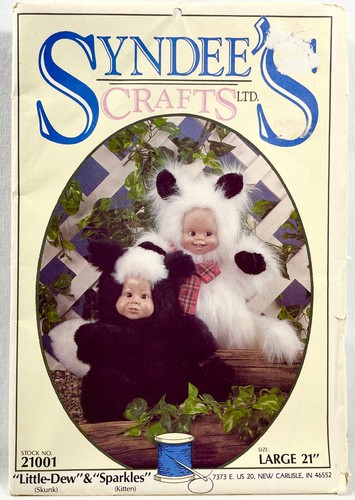 1991 Syndees Sewing Pattern 21001 Little-Dew Skunk & Sparkles Kitten 21" 12997 - Picture 1 of 2