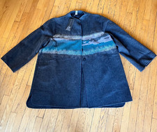 Marla Wynne Embroidered Wool Art To Wear Coat Plus 2x Oversized Gray Jacket-nwt