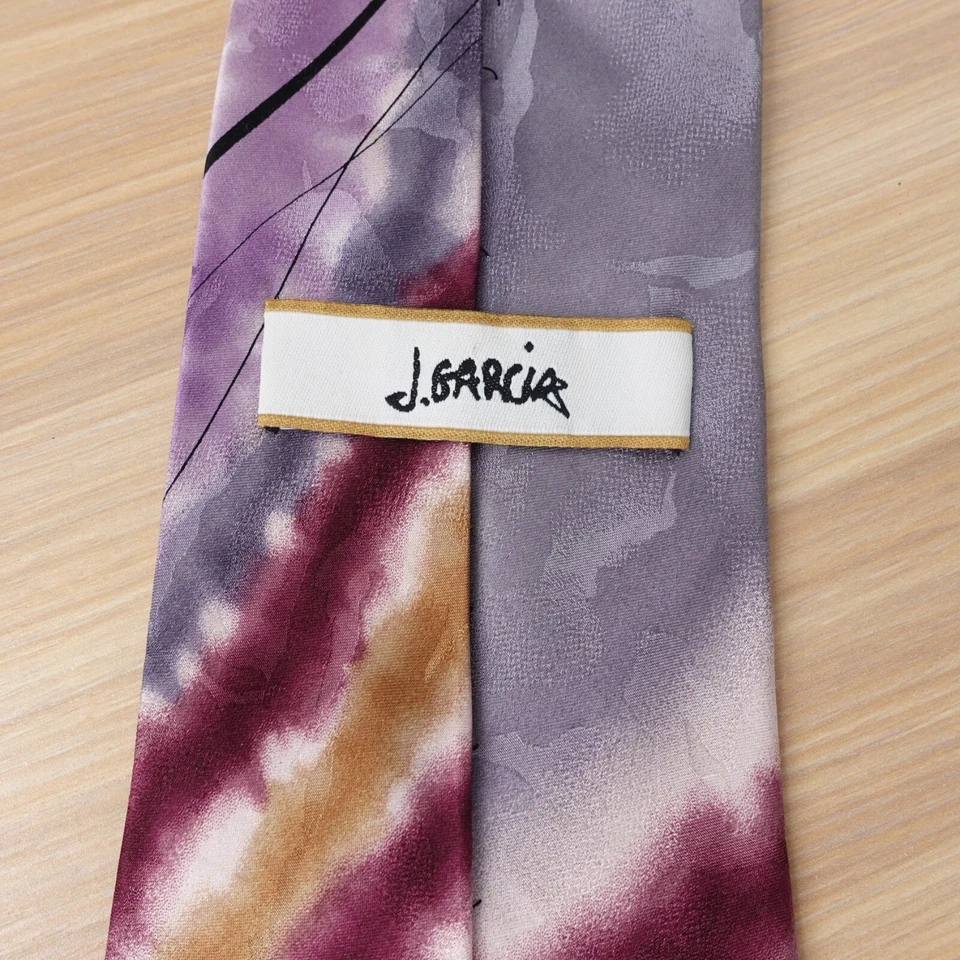 Corbata de cuello Jerry Garcia para hombre púrpura pintura abstracta audaz artista fuerte ola de marea Foto 4 de 4