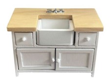 Meuble De Cuisine Miniature Avec Évier Belfast Moderne En Blanc Et Chêne