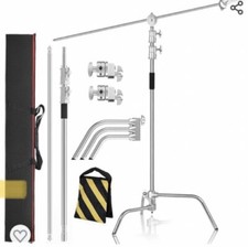 Photo Studio Stainless Steel Heavy Duty C Stand with Boom Arm - Max Height 10.8  