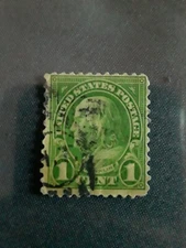 #594 1910 Benjamin Franklin 1 Cent Stamp Green. Rare. EXM-MINT.