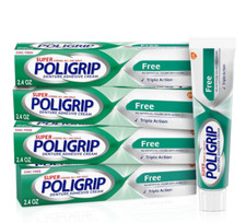 Zinc Free Denture and Partials Adhesive Cream, 2.4 Ounce Pack of 4 