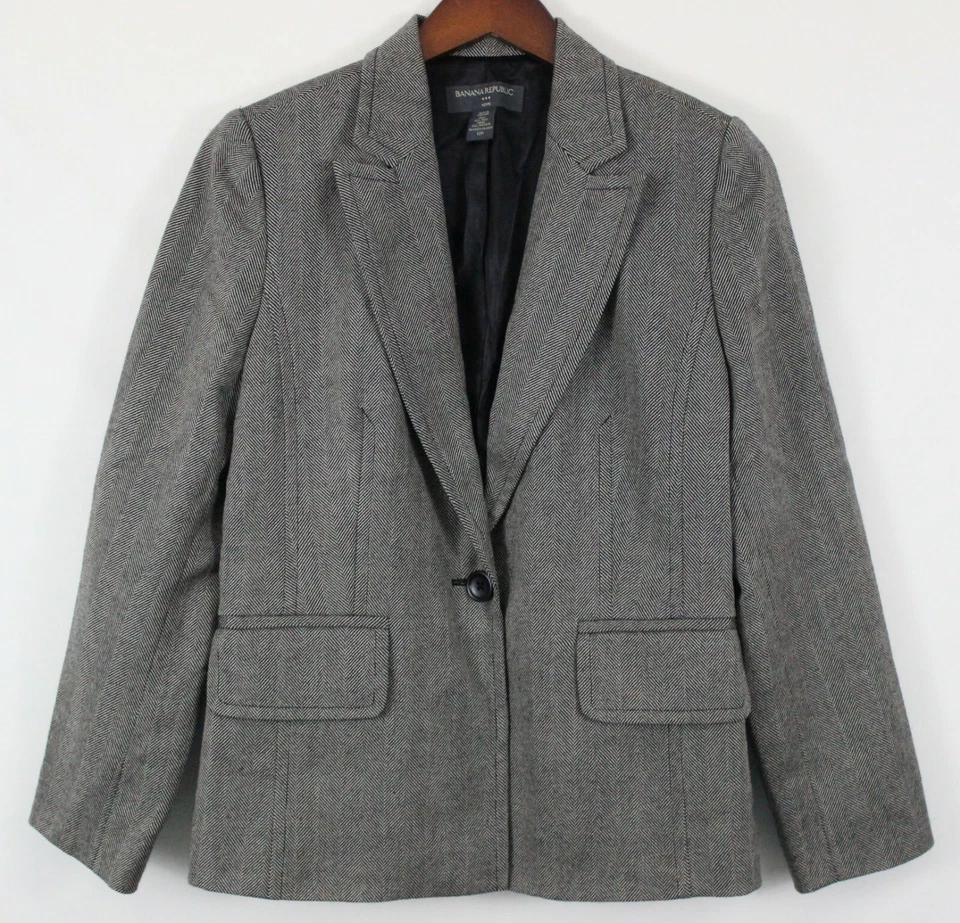 Traje de mujer Banana Republic 2 piezas 12 falda pequeña talla 6 gris espiga Foto 4 de 4