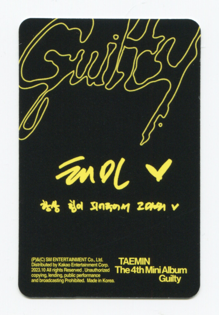 SHINee テミン ポラロイド TAEMIN SHINEE - GUILTY 4th Mini Album OFFICIAL PHOTOCARD