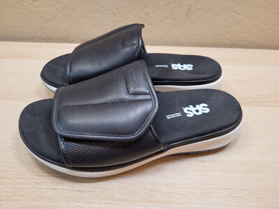 SAS Men\'s Black Leather Volley-Y Slip On Sandal Size 8 M  EUC voyagenero-1.jpg main image 2