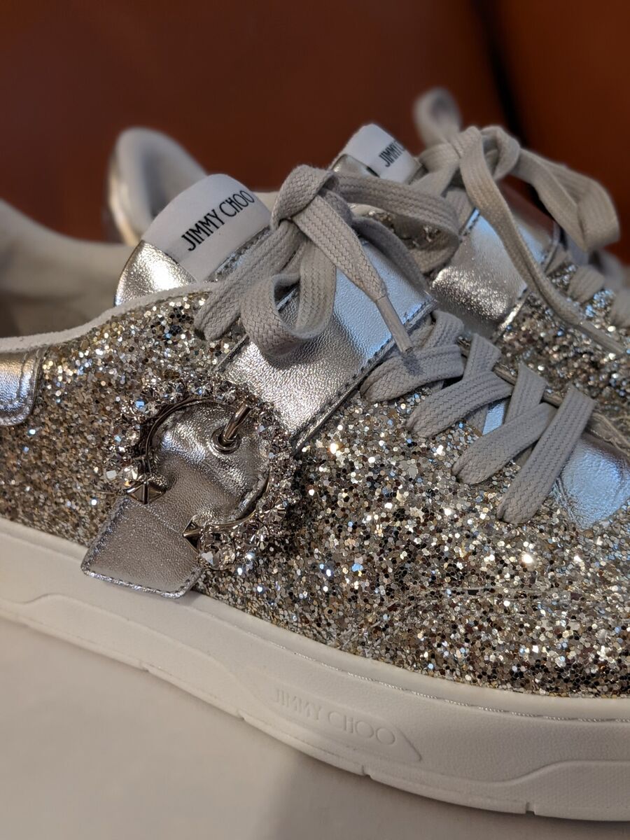 New $725 Jimmy Choo Glitter Sneakers Osaka lace up size 39 New $725 Jimmy Choo Glitter Sneakers Osaka lace up size 39