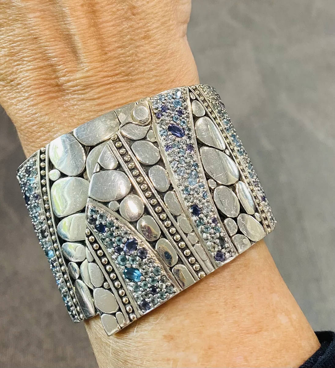 John Hardy Blue Sapphire Sterling Cuff Bracelet eBay