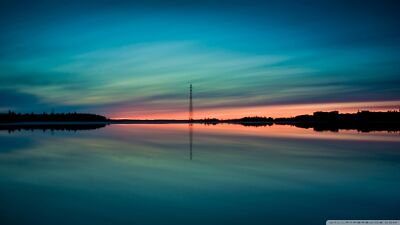 Landscape lake clouds water nature sky power lines Custom Gaming Mat Desk