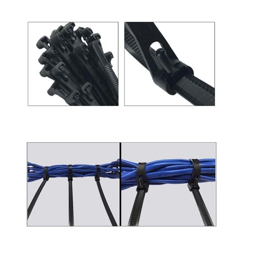 100Pcs Releasable/Reusable Cable Ties Premium Nylon Plastic Strong Zip Ties Wrap - Picture 7 of 9
