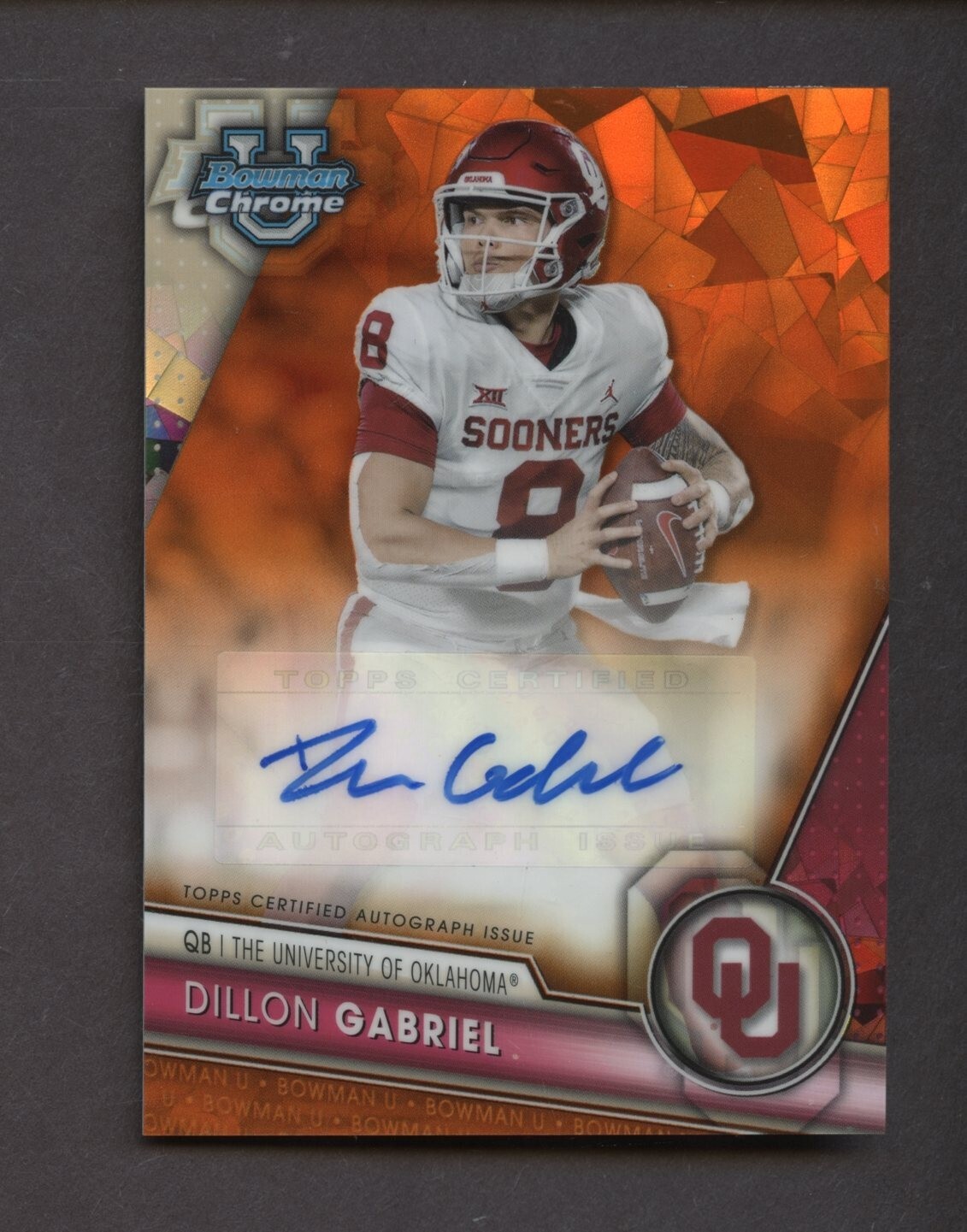 2023 Bowman University Chrome Sapphire Orange Refractor Dillon Gabriel AUTO 5/25