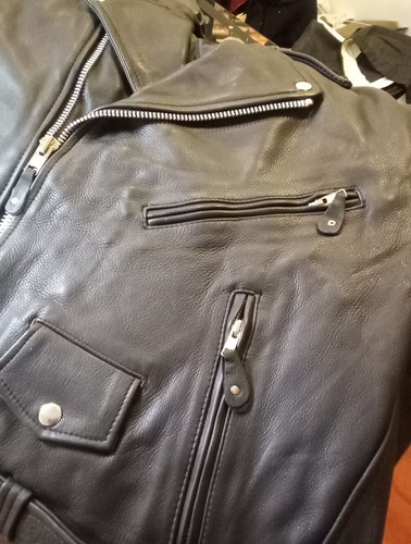 Men's The Original Milwaukee Riders Black Motorcycle Jacket Size 50 - Picture 5 of 9