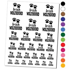 Irish Wolfhound Dog Paw Prints Fun Text Temporary Tattoo Water Resistant Set