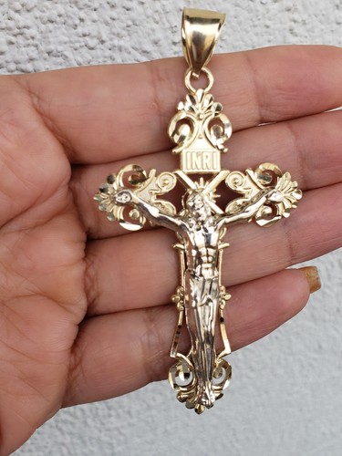 Extra Big INRI Two tone 10k Gold Jesus 